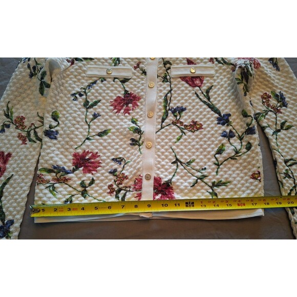 White House Black Market Women’s Pretty Floral Button Up Cardigan Size Medium, M - Picture 6 of 7